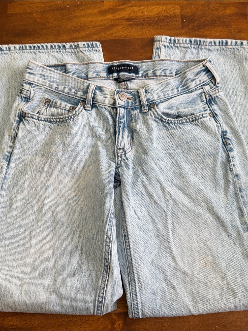 Aeropostale Acid Wash Super Low Rise Baggy Wide Leg Jeans